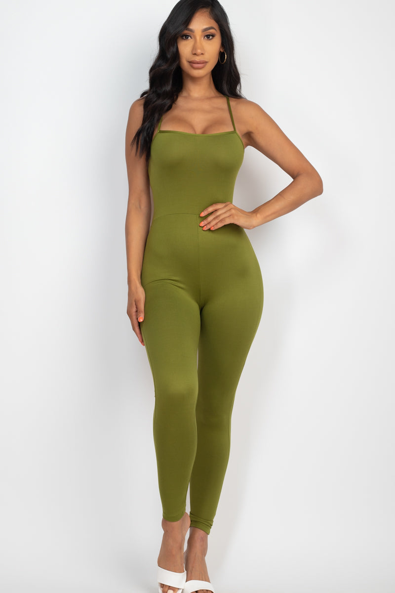 Criss-Cross Open Back Bodycon Jumpsuit (CAPELLA) - Capella Apparel