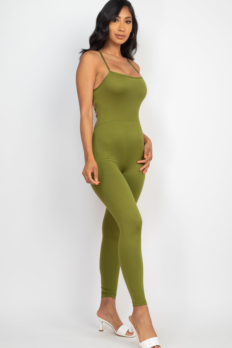 Criss-Cross Open Back Bodycon Jumpsuit (CAPELLA) - Capella Apparel