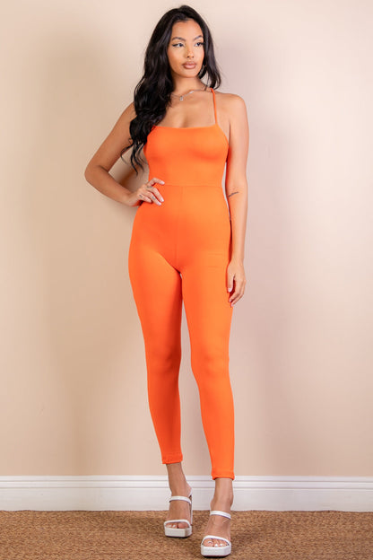 Criss-Cross Open Back Bodycon Jumpsuit (CAPELLA) - Capella Apparel