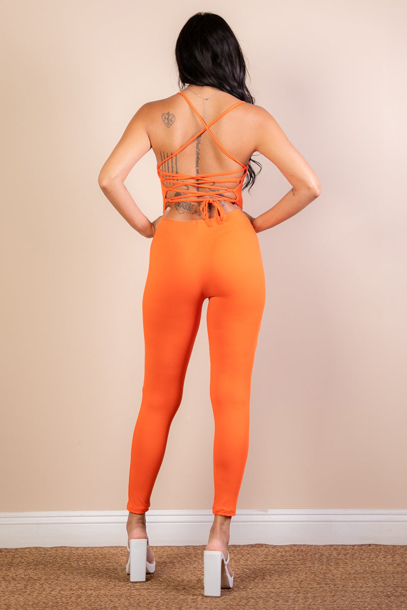 Criss-Cross Open Back Bodycon Jumpsuit (CAPELLA) - Capella Apparel