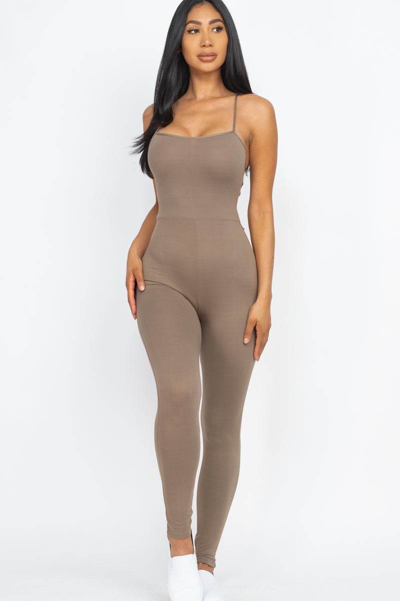 Criss-Cross Open Back Bodycon Jumpsuit (CAPELLA) - Capella Apparel