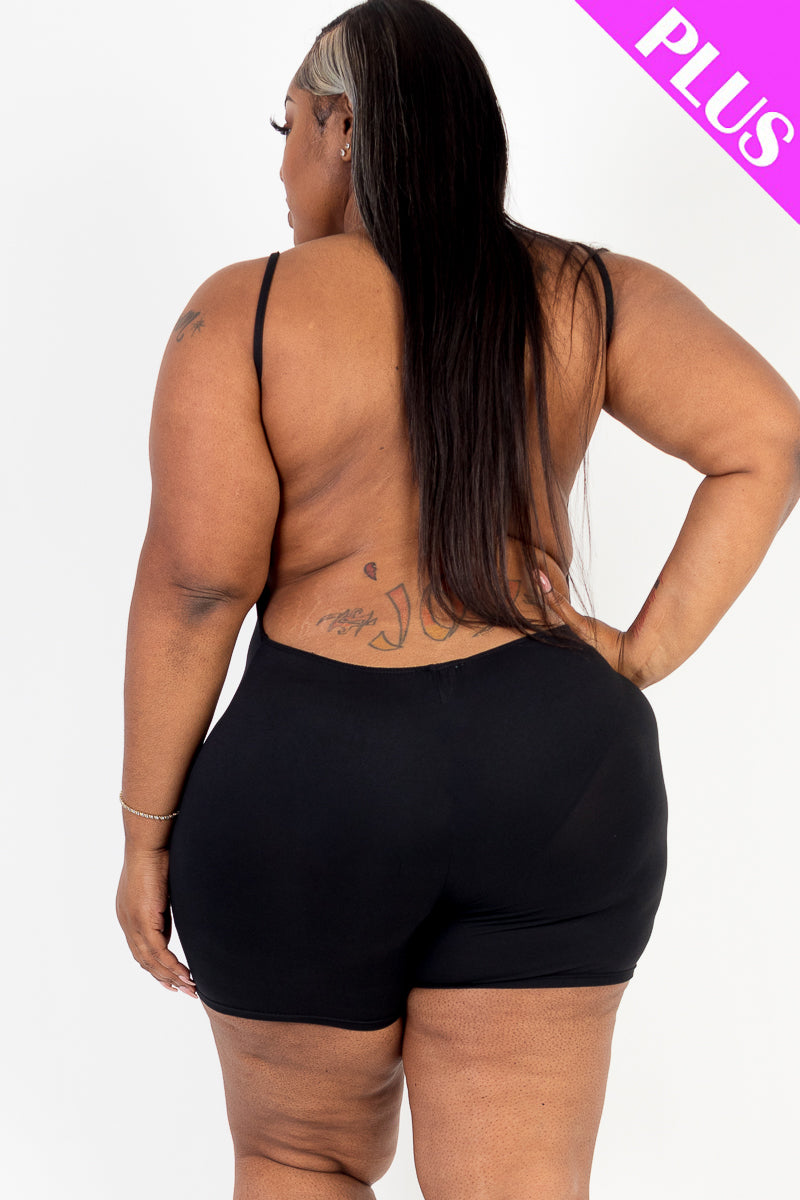 Plus Size Backless Cami Romper - Capella Apparel