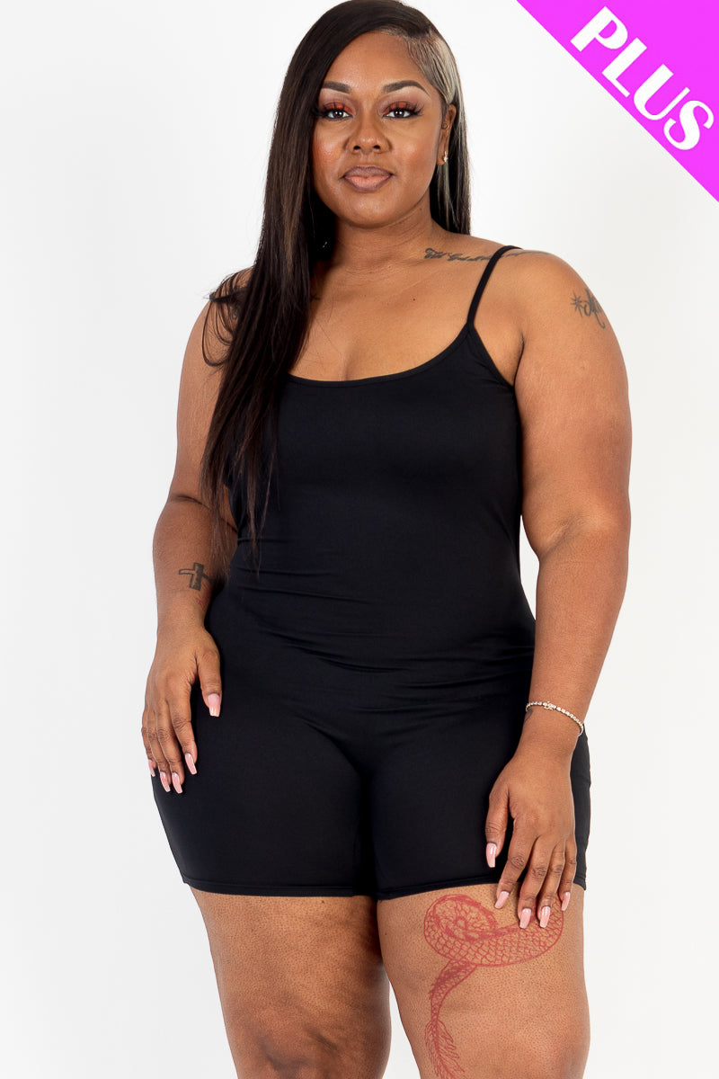 Plus Size Backless Cami Romper - Capella Apparel