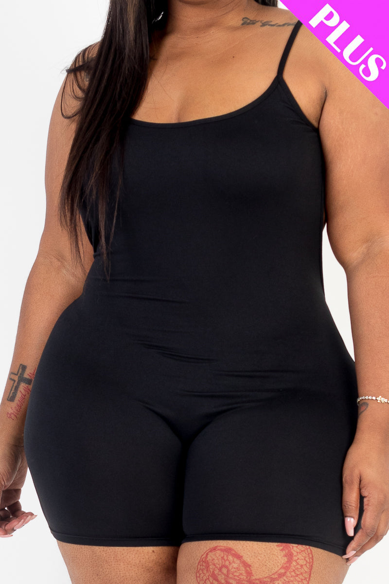 Plus Size Backless Cami Romper - Capella Apparel