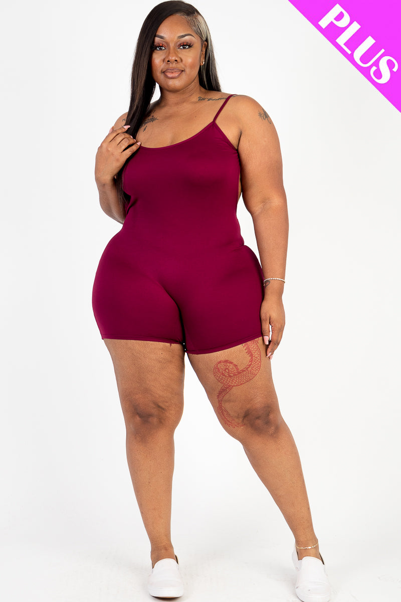 Plus Size Backless Cami Romper - Capella Apparel