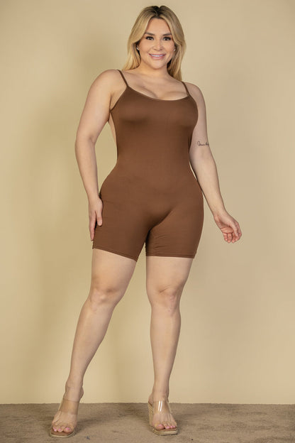 Plus Size Backless Cami Romper (CAPELLA) - Capella Apparel