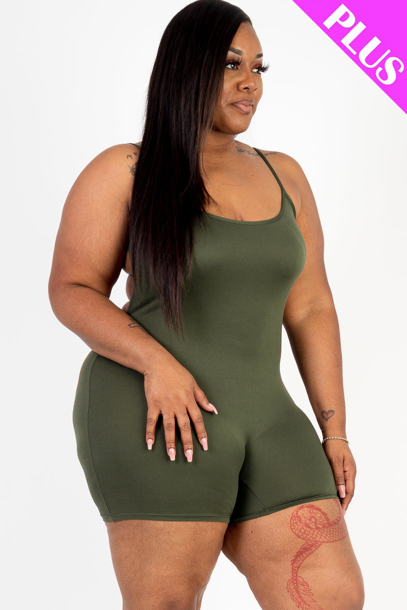 Plus Size Backless Cami Romper (CAPELLA) - Capella Apparel