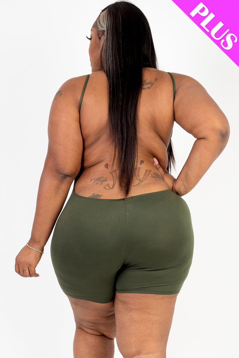 Plus Size Backless Cami Romper - Capella Apparel