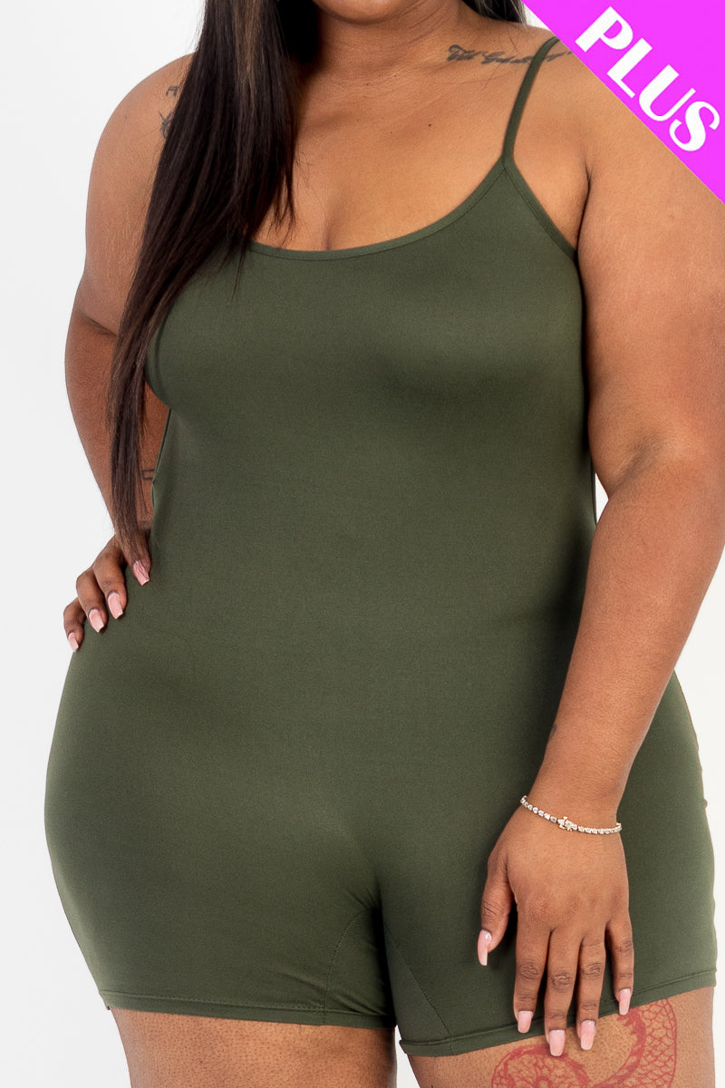 Plus Size Backless Cami Romper - Capella Apparel