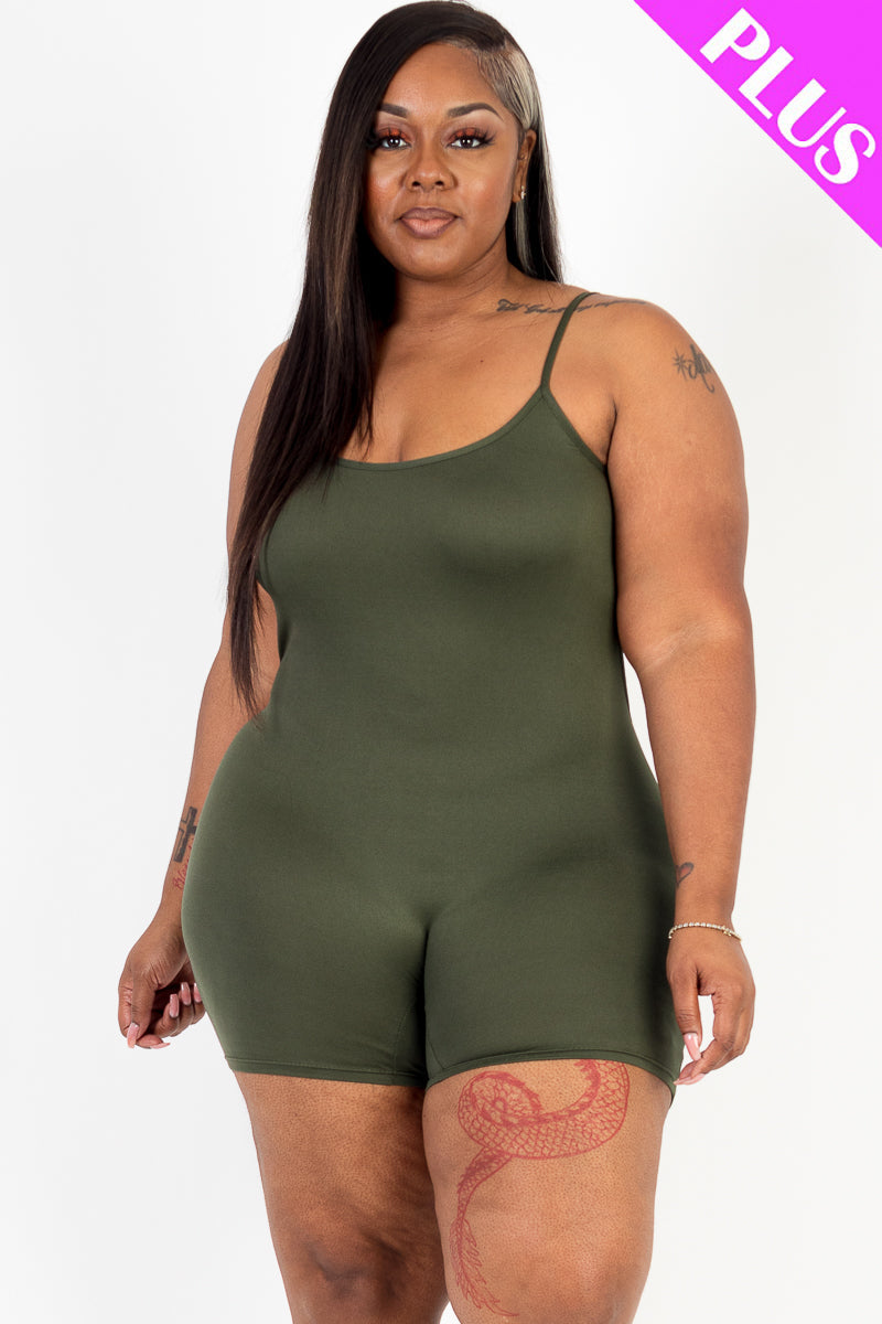 Plus Size Backless Cami Romper (CAPELLA) - Capella Apparel