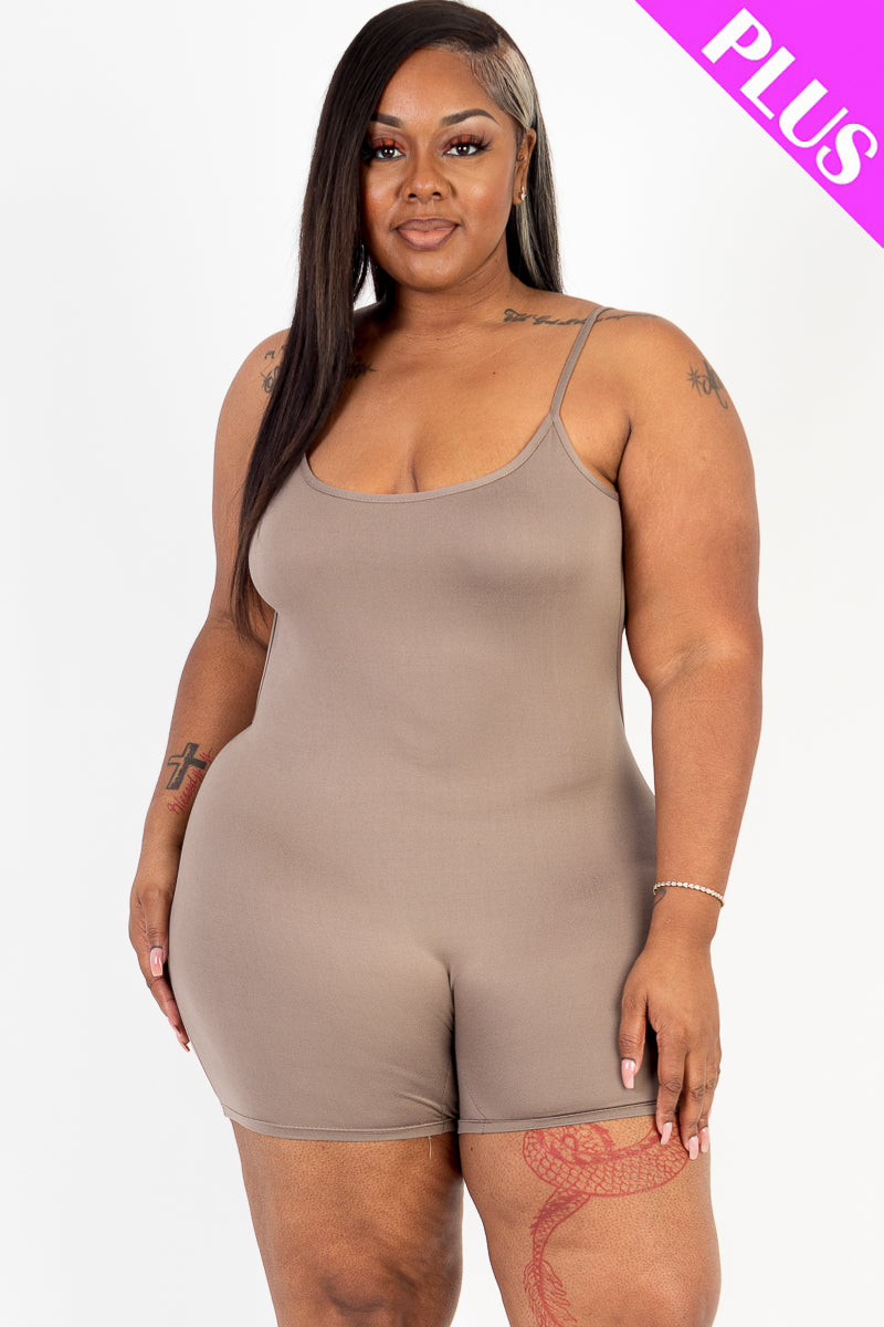 Plus Size Backless Cami Romper - Capella Apparel