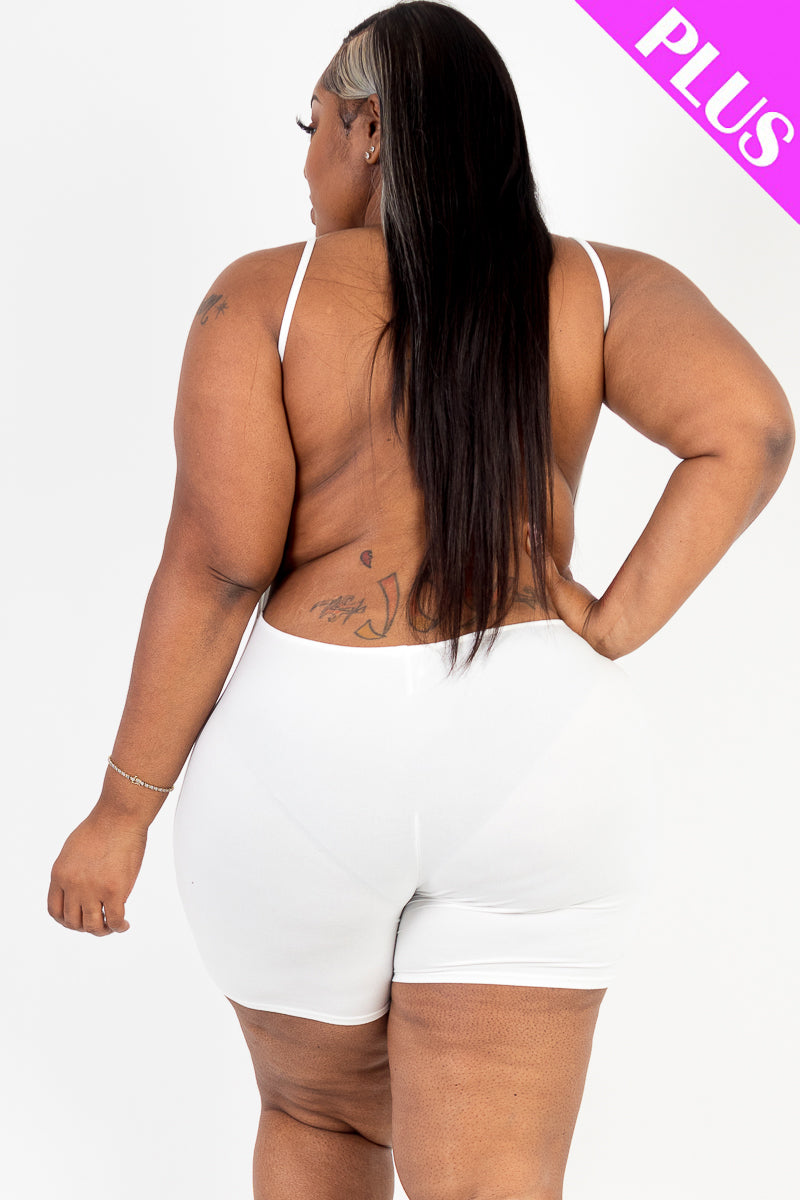 Plus Size Backless Cami Romper - Capella Apparel