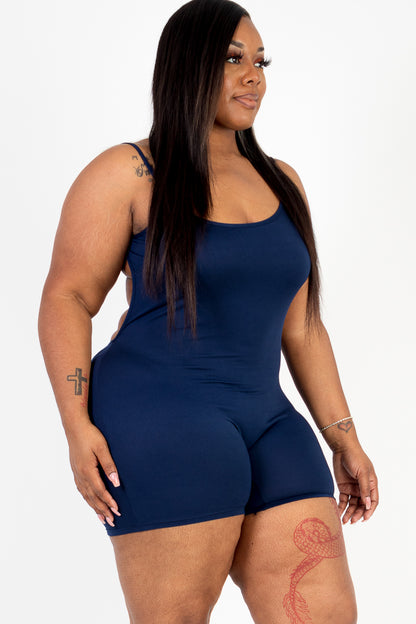 Plus Size Backless Cami Romper - Capella Apparel