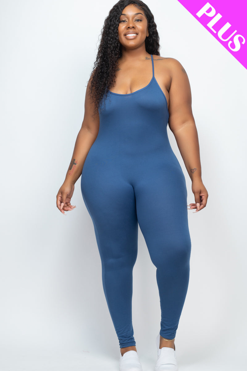 Plus Size Solid Bodycon Cami Jumpsuit - Wholesale Capella Apparel