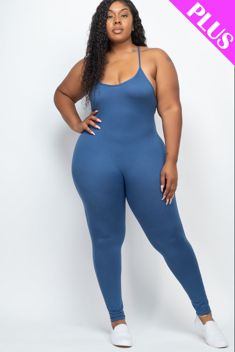 Plus Size Solid Bodycon Cami Jumpsuit - Wholesale Capella Apparel