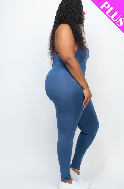 Plus Size Solid Bodycon Cami Jumpsuit - Wholesale Capella Apparel