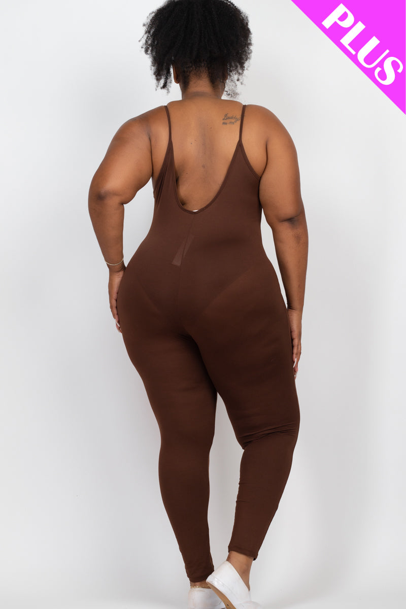 Plus Size Solid Bodycon Cami Jumpsuit - Wholesale Capella Apparel