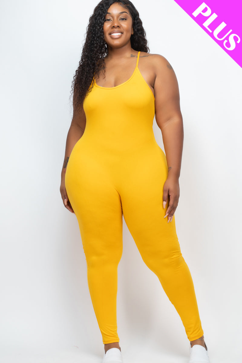 Plus Size Solid Bodycon Cami Jumpsuit - Wholesale Capella Apparel