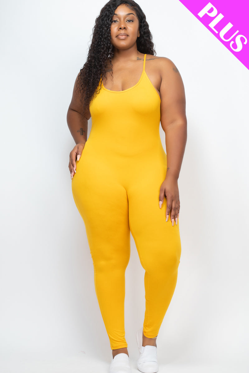 Plus Size Solid Bodycon Cami Jumpsuit - Wholesale Capella Apparel