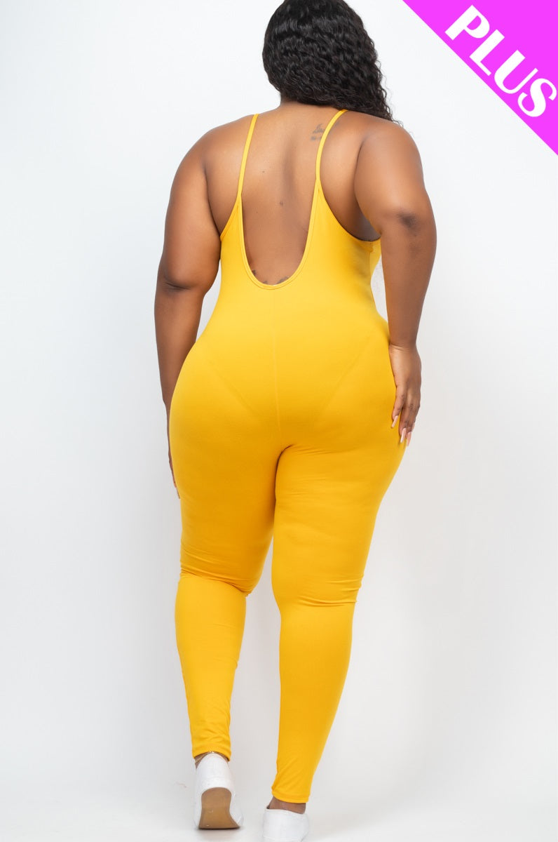 Plus Size Solid Bodycon Cami Jumpsuit - Wholesale Capella Apparel