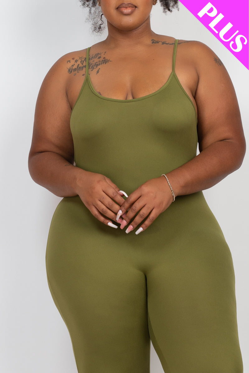 Plus Size Solid Bodycon Cami Jumpsuit - Wholesale Capella Apparel