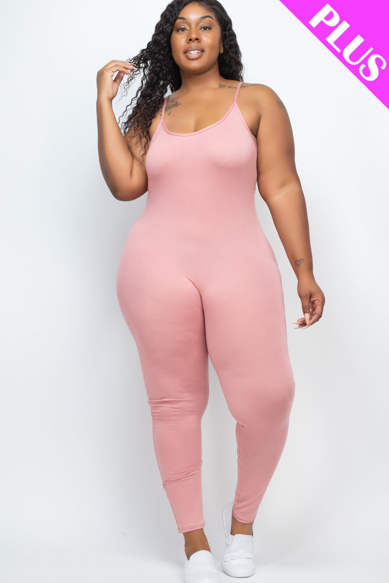 Plus Size Solid Bodycon Cami Jumpsuit - Wholesale Capella Apparel