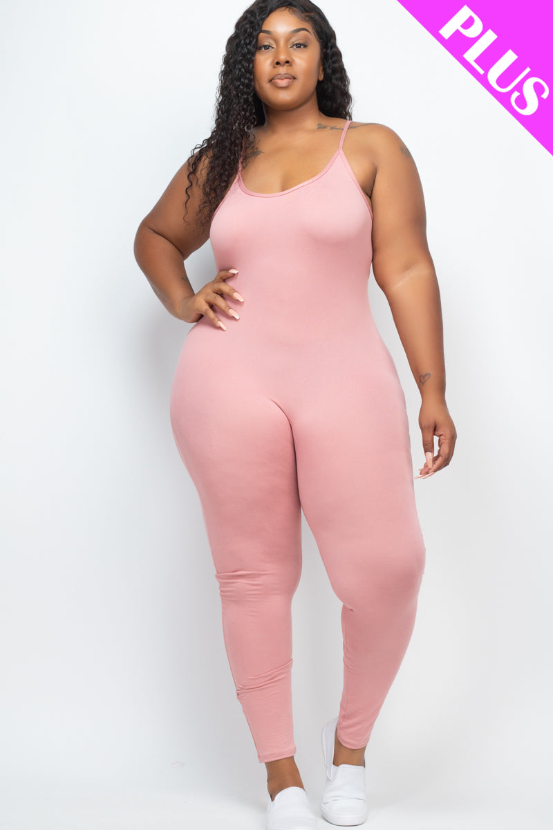 Plus Size Solid Bodycon Cami Jumpsuit - Wholesale Capella Apparel