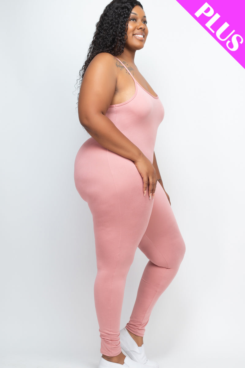 Plus Size Solid Bodycon Cami Jumpsuit - Wholesale Capella Apparel