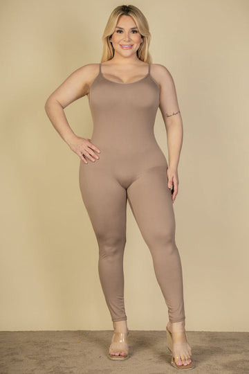 Plus Size Solid Bodycon Cami Jumpsuit (CAPELLA) - Capella Apparel