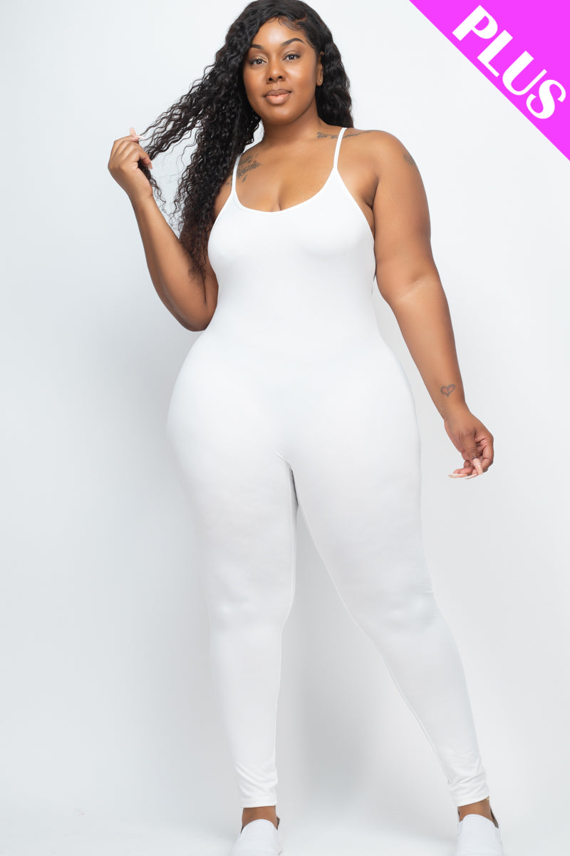 Plus Size Solid Bodycon Cami Jumpsuit - Wholesale Capella Apparel