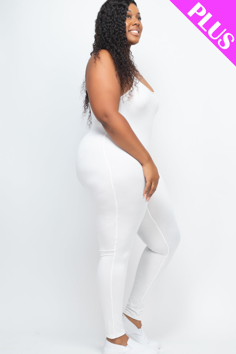 Plus Size Solid Bodycon Cami Jumpsuit - Wholesale Capella Apparel