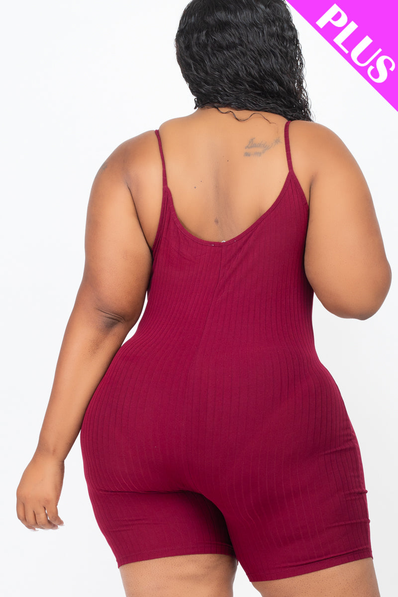 Plus Ribbed Bodycon Romper (CAPELLA) - Capella Apparel