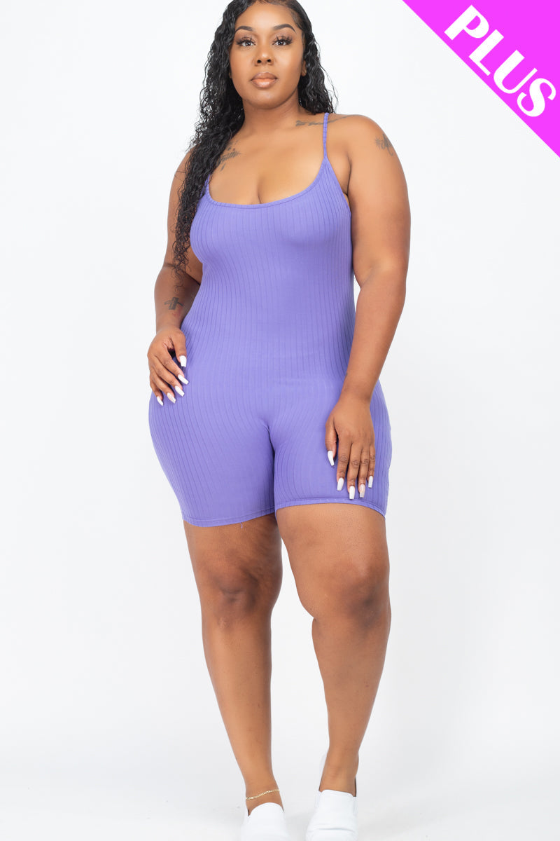 Plus Ribbed Bodycon Romper (CAPELLA) - Capella Apparel