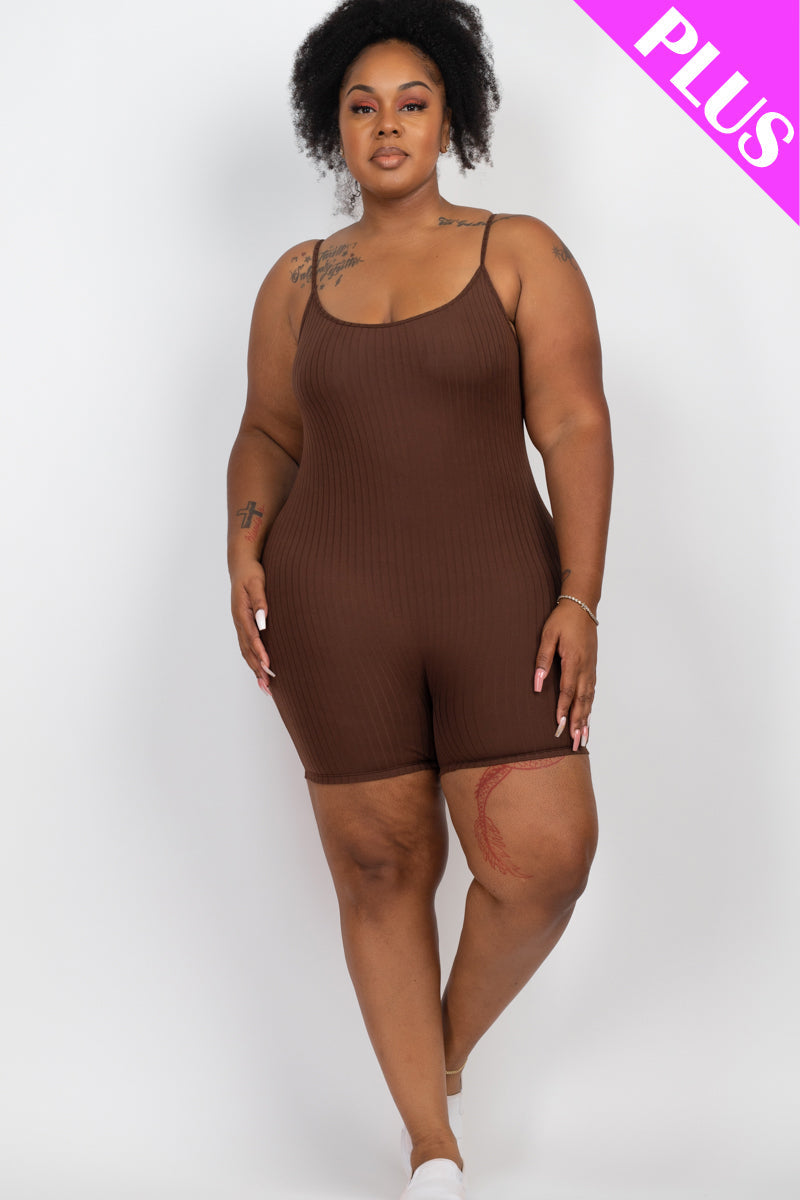 Plus Ribbed Bodycon Romper (CAPELLA) - Capella Apparel