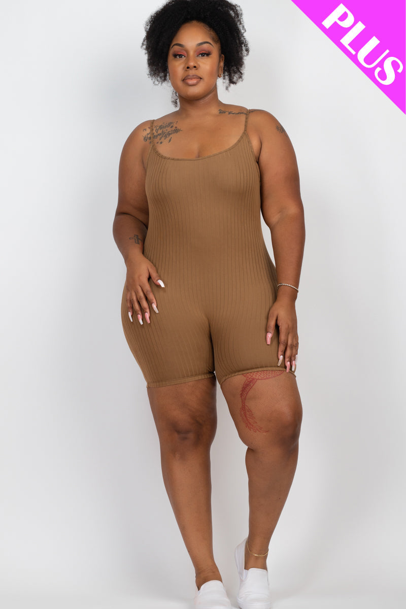 Plus Ribbed Bodycon Romper (CAPELLA) - Capella Apparel