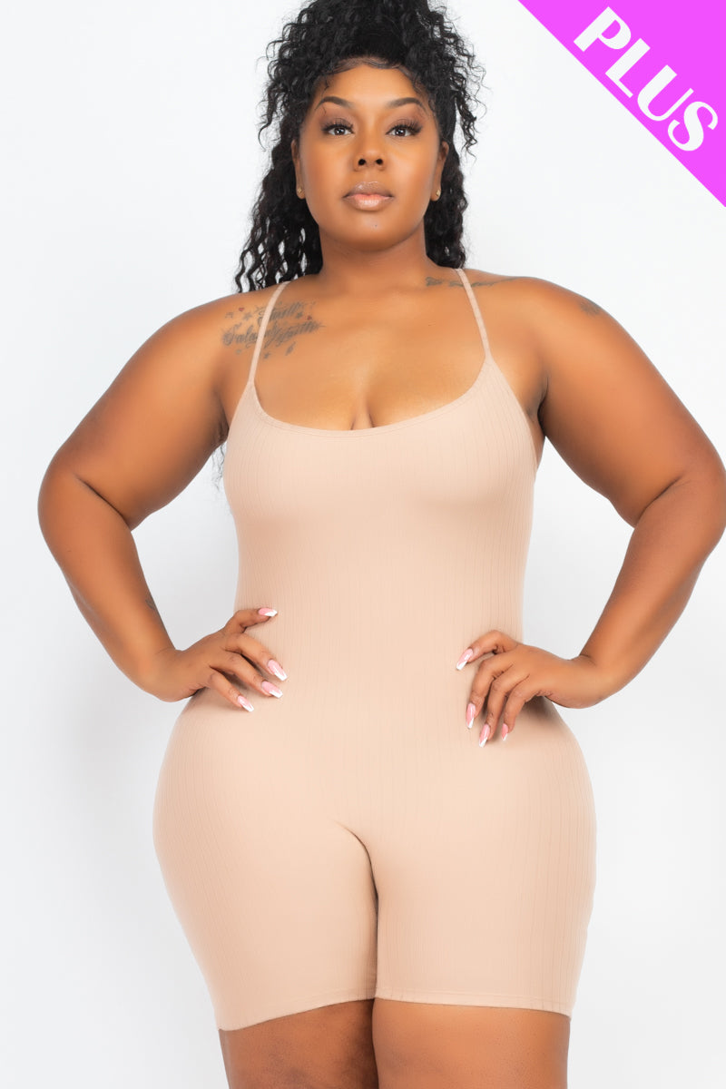 Plus Ribbed Bodycon Romper - Wholesale Capella Apparel