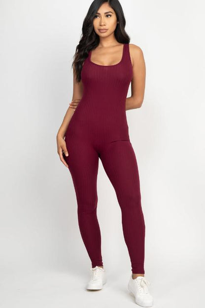 Ribbed Scoop Neck Bodycon Jumpsuit - Wholesale Capella Apparel