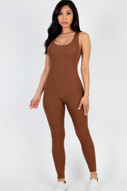 Ribbed Scoop Neck Bodycon Jumpsuit - Wholesale Capella Apparel