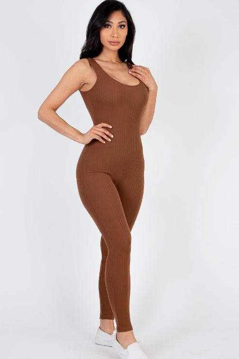 Ribbed Scoop Neck Bodycon Jumpsuit - Wholesale Capella Apparel