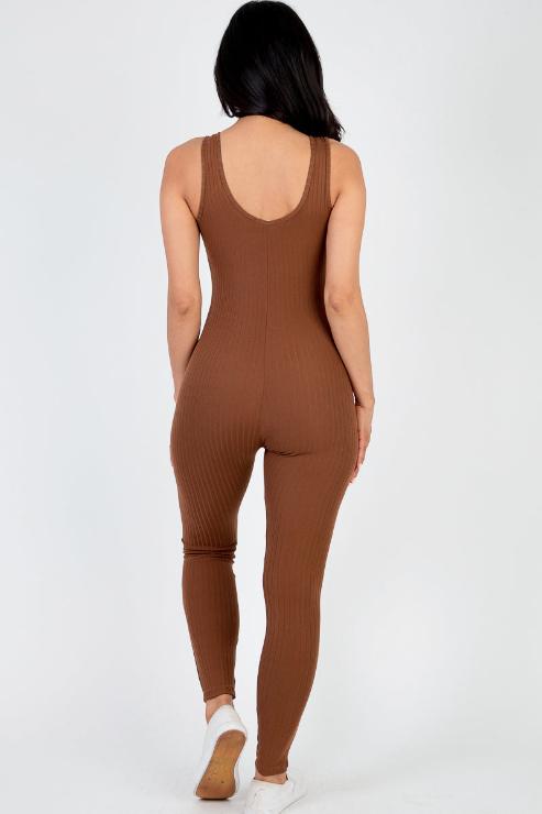 Ribbed Scoop Neck Bodycon Jumpsuit - Wholesale Capella Apparel