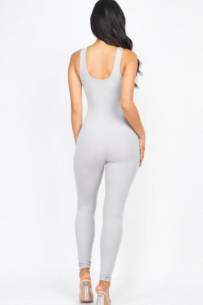 Ribbed Scoop Neck Bodycon Jumpsuit - Wholesale Capella Apparel