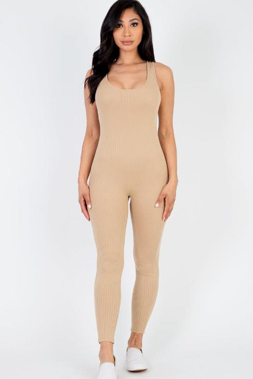 Ribbed Scoop Neck Bodycon Jumpsuit - Wholesale Capella Apparel