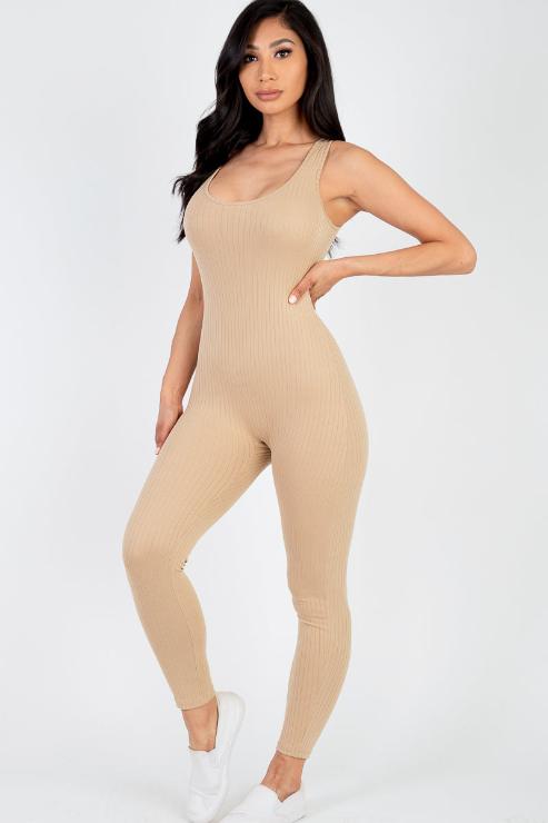 Ribbed Scoop Neck Bodycon Jumpsuit - Wholesale Capella Apparel