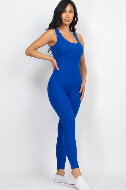 Ribbed Scoop Neck Bodycon Jumpsuit - Wholesale Capella Apparel