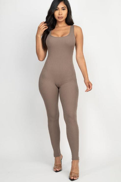 Ribbed Scoop Neck Bodycon Jumpsuit - Wholesale Capella Apparel