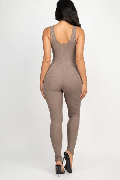 Ribbed Scoop Neck Bodycon Jumpsuit - Wholesale Capella Apparel