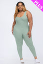 Plus Ribbed Scoop Neck Bodycon Jumpsuit (CAPELLA) - Capella Apparel