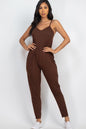 Solid Spaghetti Strap Elastic Waist Jumpsuit - Wholesale Capella Apparel