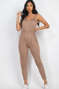 Solid Spaghetti Strap Elastic Waist Jumpsuit (CAPELLA) - Capella Apparel