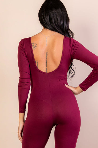 Scoop Neck Long Sleeve Bodycon Jumpsuit (CAPELLA) - Capella Apparel